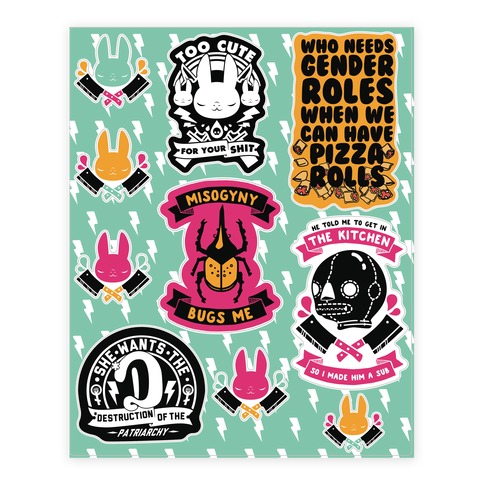 Cute But Deadly Feminist  Stickers and Decal Sheet