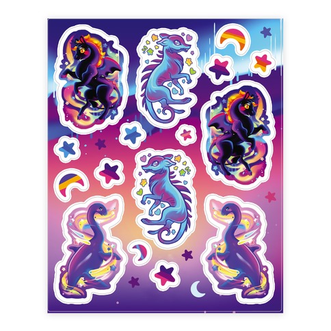 Neon Rainbow Monster Sticker Sheet 1 Stickers and Decal Sheet