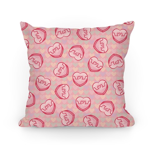 Shrug Emoji Candy Hearts Pattern Pillow