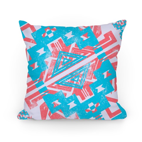 Red and Blue Aztec Pattern Pillow