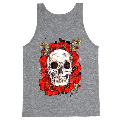 Skull on a Bed of Poppies Tank Top