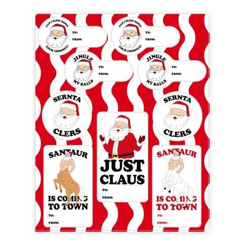 Weird Santa Claus Gift Tags Stickers and Decal Sheet