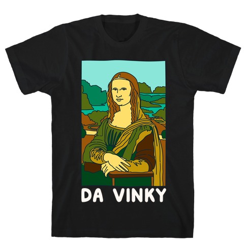 Mona Lisa Da Vinky Parody White Print T-Shirt