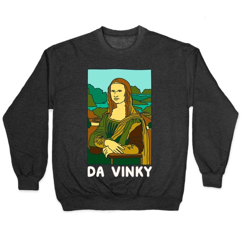 Mona Lisa Da Vinky Parody White Print Pullover