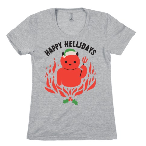 Happy Hellidays Christmas Devil Womens T-Shirt