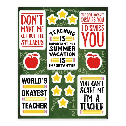 Sassy Teacher Stickers and Decal Sheet