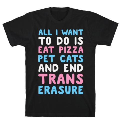All I Want To Do Is Eat Pizza Pet Cats And End Trans Erasure T-Shirt