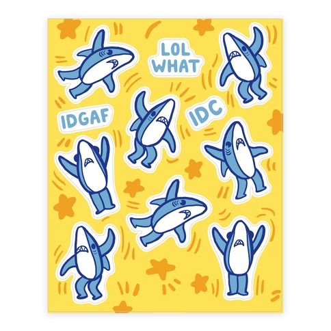 IDGAF Dancing Shark Stickers and Decal Sheet