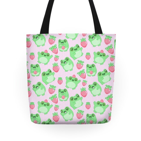 Strawberry Frogs Pattern Tote