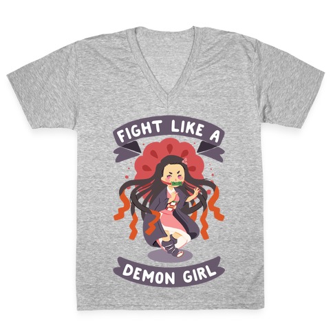 Fight Like a Demon Girl Nezuko V-Neck Tee Shirt