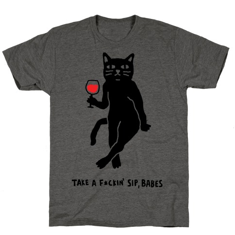 cat and wine t shirt