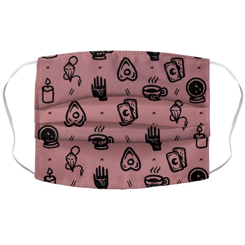 Tools of Divination Pattern Dusty Pink Accordion Face Mask