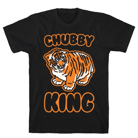 Chubby King Tiger Parody White Print T-Shirt