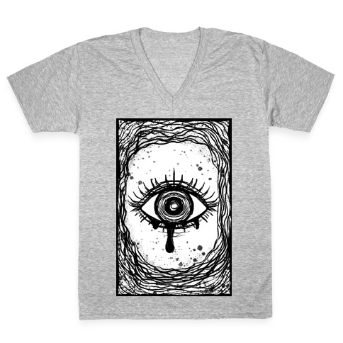 Trippy Eye B&W V-Neck Tee Shirt