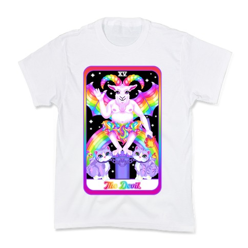 90s Neon Rainbow The Devil Tarot Kids T-Shirt