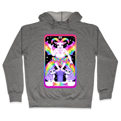 90s Neon Rainbow The Devil Tarot Hooded Sweatshirt