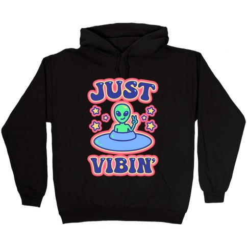 Just Vibin' Alien White Print Hooded Sweatshirt