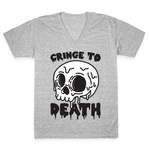 Cringe To Death Skull V-Neck Tee Shirt