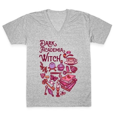 Dark Academia Witch Pattern V-Neck Tee Shirt