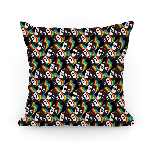 Rainbow Dreidel Pattern Pillow