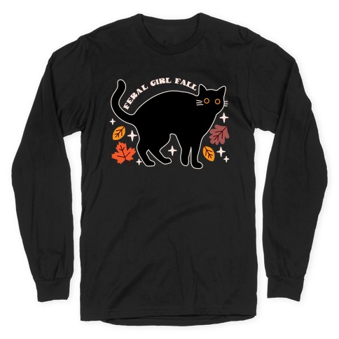 Feral Girl Fall Black Cat Long Sleeve T-Shirt