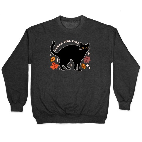 Feral Girl Fall Black Cat Pullover