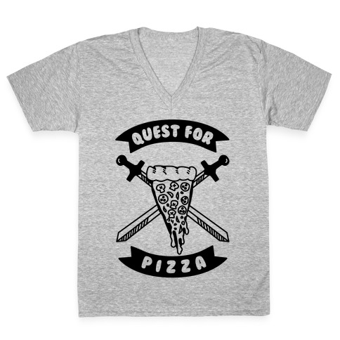 Quest for Pizza V-Neck Tee Shirt