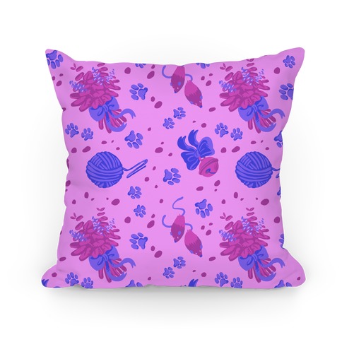Catnip Kitty Cat Pattern (Purple) Pillow
