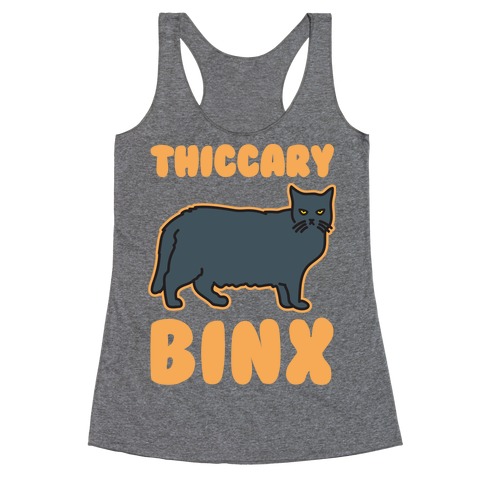 Thiccary Binx Parody White Print Racerback Tank Top