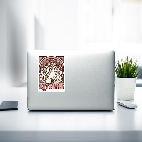 Art Nouveau Kitsune Die Cut Sticker | LookHUMAN