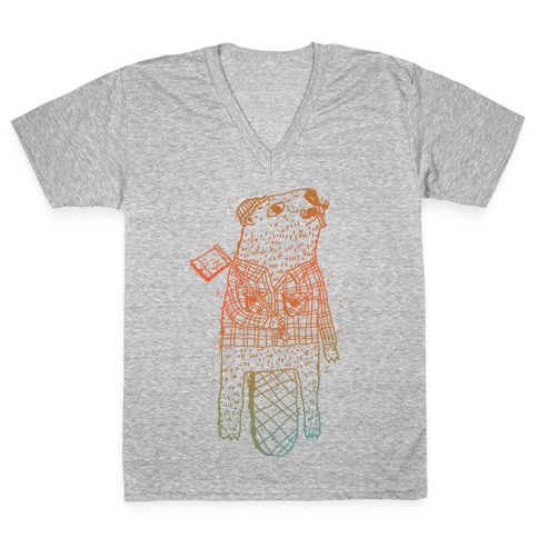 Beaver Lumberjack V-Neck Tee Shirt
