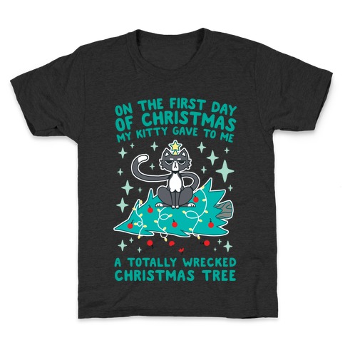 On The First Day Of Christmas My Kitty Gave To Me... Kids T-Shirt