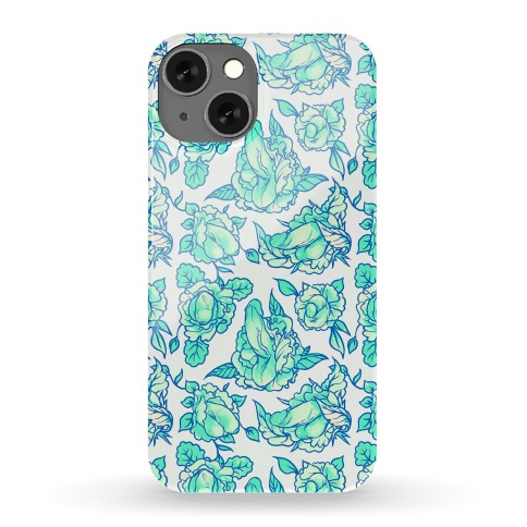 Floral Penis Pattern Teal Phone Case