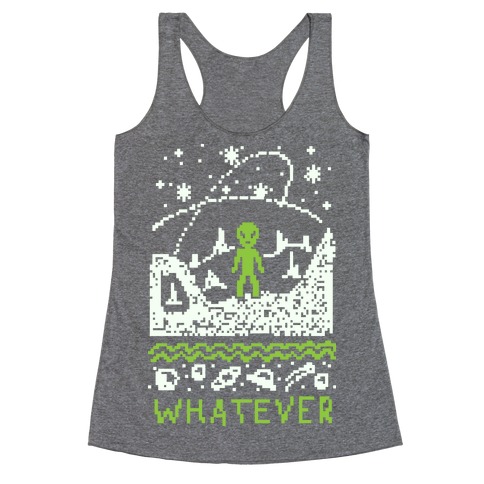 Whatever Alien Ugly Christmas Sweater Racerback Tank Top