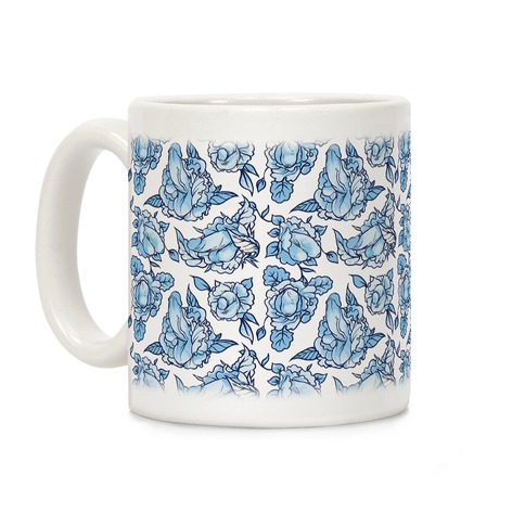 Floral Penis Blue Coffee Mug