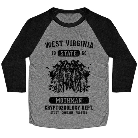 West Virginia Mothman Cryptozoology Baseball Tee