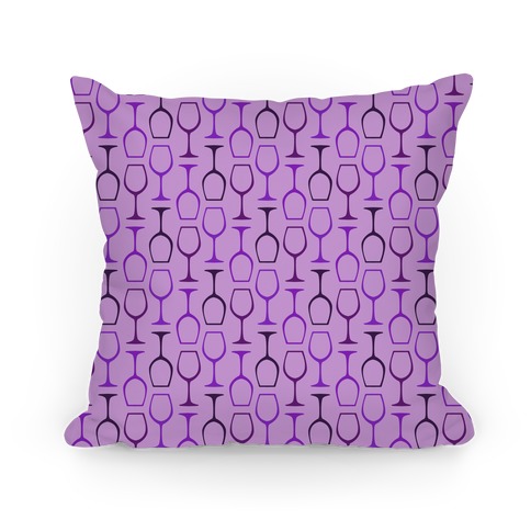Purple Wine Glasses Pattern Pillow