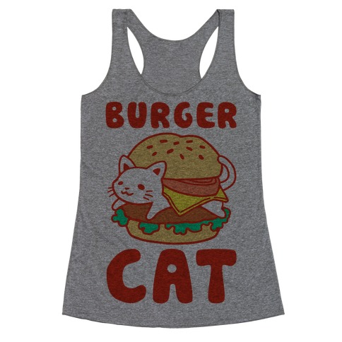 Burger Cat (Text) Racerback Tank Top