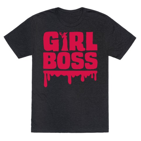 Girl Boss Vampire Parody White Print T-Shirt