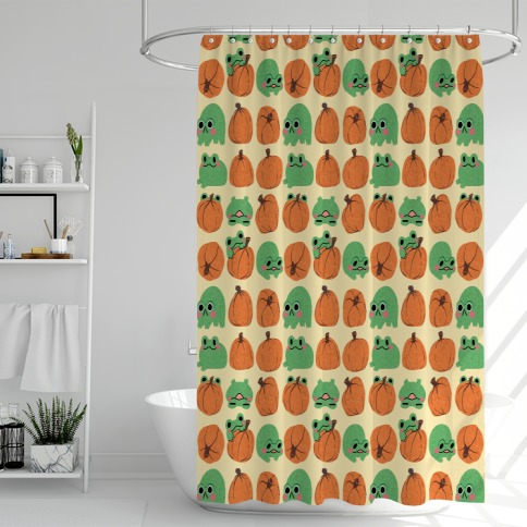 Pumpkins Frogs Shower Curtain