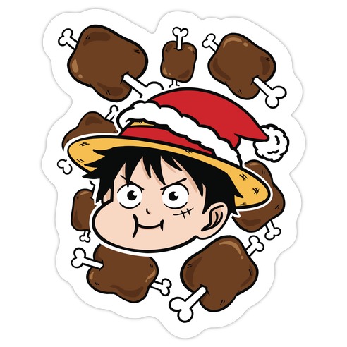 Luffy Holiday Feast Parody Die Cut Sticker