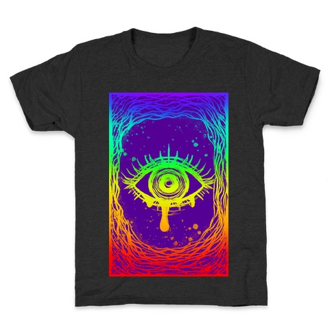 Trippy Eye Rainbow Purple Kids T-Shirt