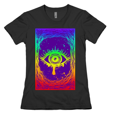 Trippy Eye Rainbow Purple Womens T-Shirt