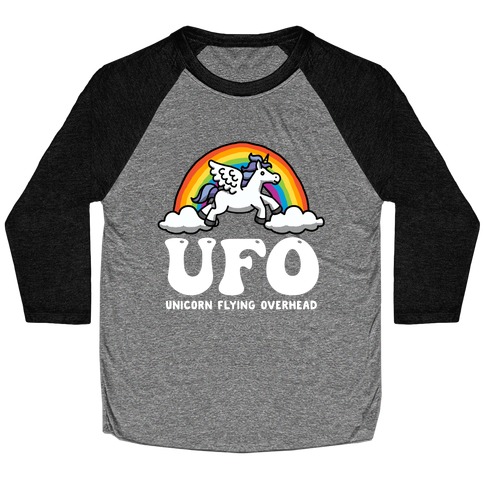 Ufo Unicorn Flying Overhead Baseball Tee