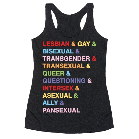 LGBTQIA And Then Some White Print Racerback Tank Top