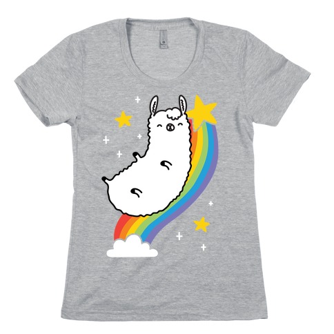 Llama On A Rainbow Womens T-Shirt