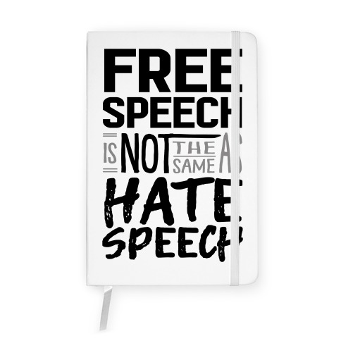 Free Speech Is NOT The Same As Hate Speech Notebook