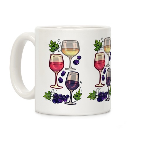 Wine and Grapes Pattern Coffee Mug