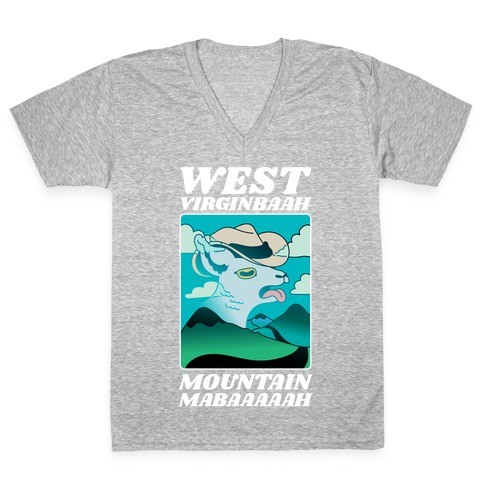 West Virginbaah, Mountain Mabaah (Country Roads Goat) V-Neck Tee Shirt