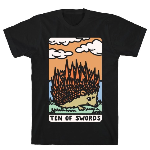 Ten of Swords HedgeHog Tarot Parody White Print T-Shirt